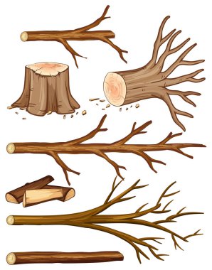 Firewood and stump trees  clipart