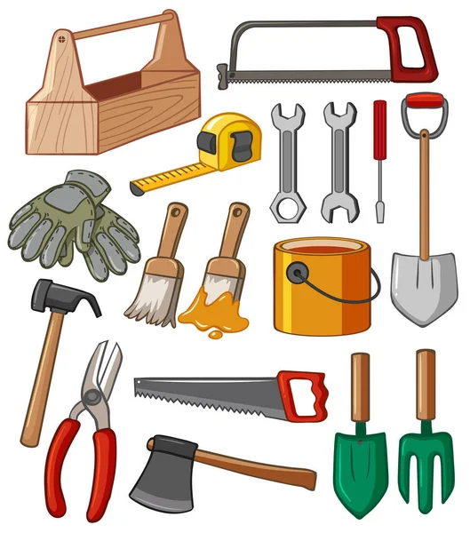 Caixa de ferramentas e muitas ferramentas —  Vetores de Stock