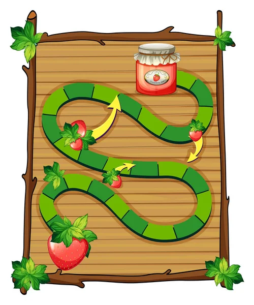 Groene pad met aardbeienjam — Stockvector