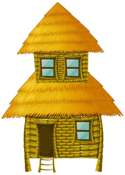 Дерев'яна хатина з двома історіями — стоковий вектор