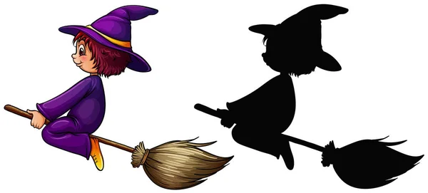 Witch flying on broom — Stock Vector