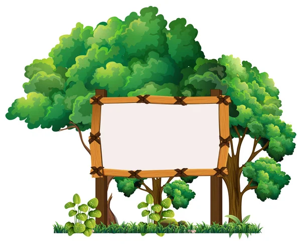 Panneau en bois dans la forêt — Image vectorielle