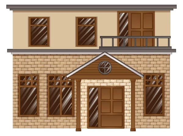 Casa in mattoni con balcone al secondo piano — Vettoriale Stock