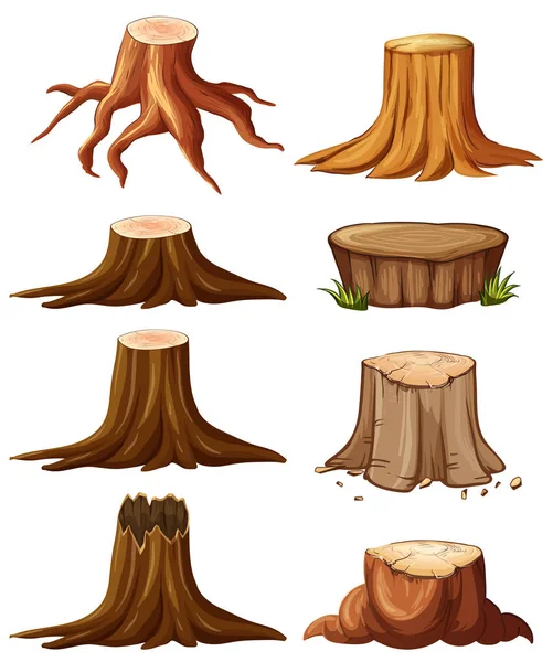 Different types of stumps — Stock Vector