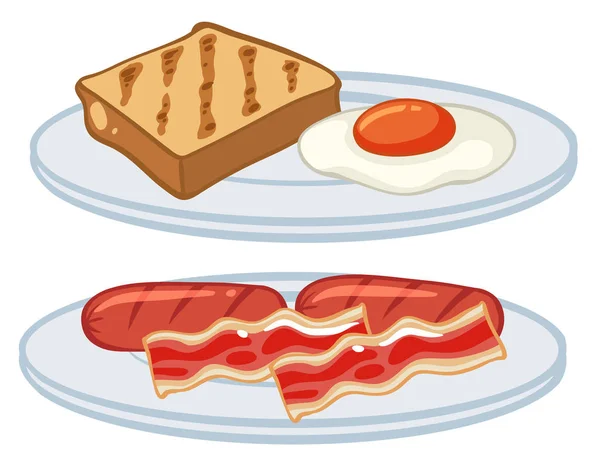 Breakfast with egg and bacons — Stock Vector