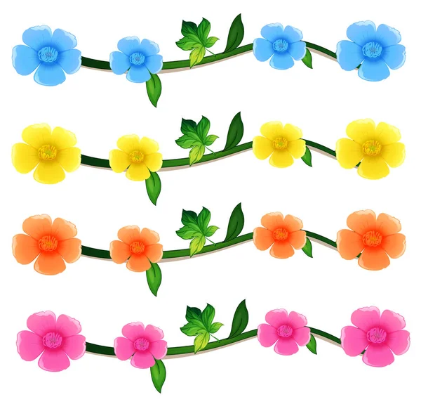 Flores sem costura em quatro cores —  Vetores de Stock