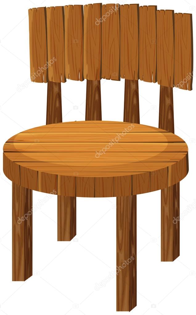 Round wooden chair on white
