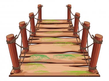 beyaz zemin üzerine ahşap köprü