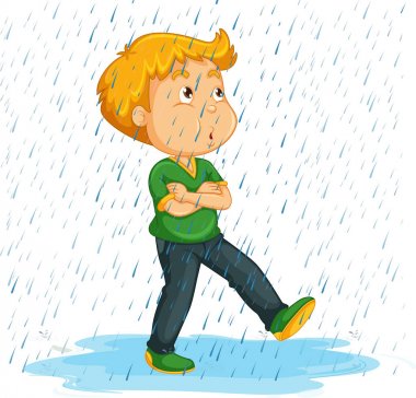 Картина, постер, плакат, фотообои "мальчик свистит под дождем
", артикул 146905257