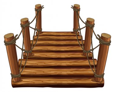 Beyaz üzerine küçük ahşap köprü