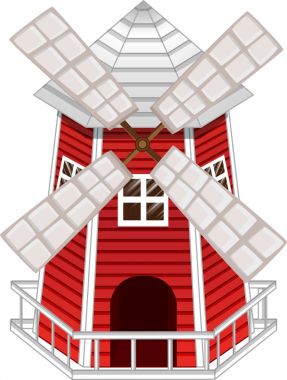 Windmill painted red and white fence clipart