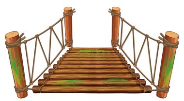 beyaz zemin üzerine ahşap köprü