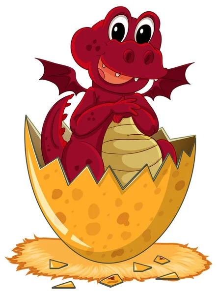 Red dragon hatching egg — Stock Vector