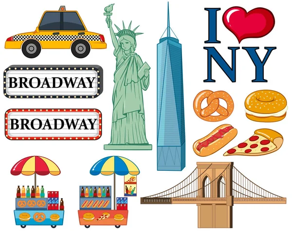 Resa ikoner för New York city — Stock vektor