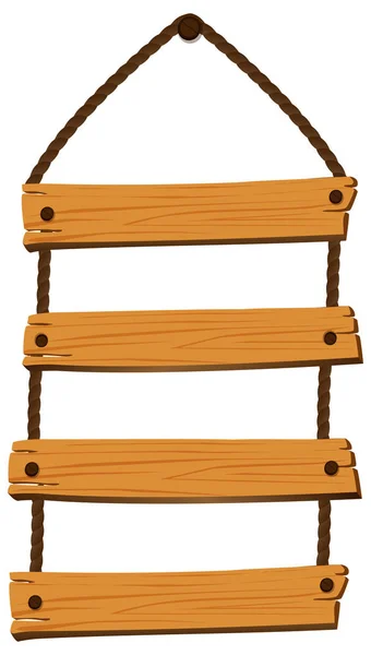 Planches en bois sur corde — Image vectorielle