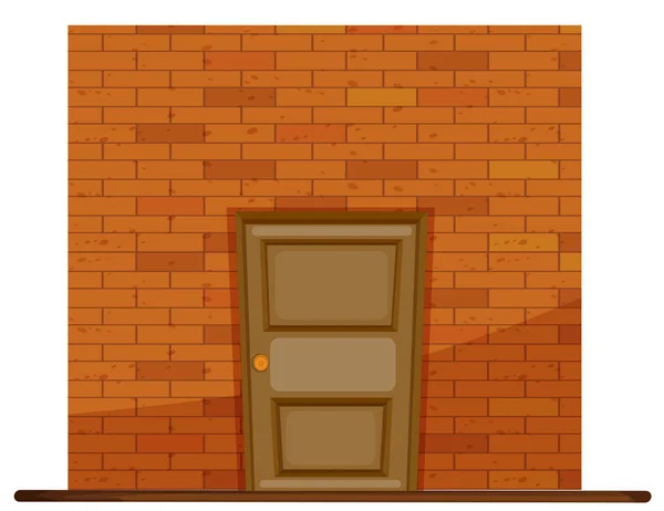 Porte en bois sur mur de briques — Image vectorielle