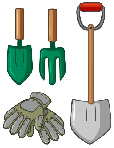 Gardening tools with gloves — Stock Vector