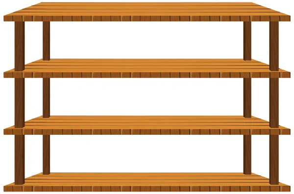 Scaffali in legno su sfondo bianco — Vettoriale Stock