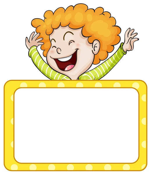 Border template with happy boy — Stock Vector