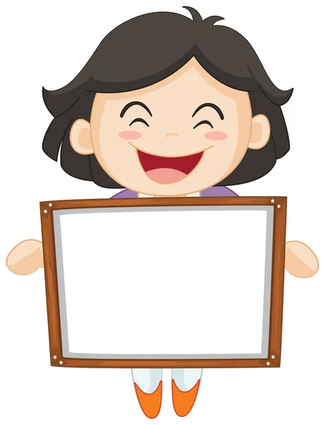 快乐的女孩举行白板 — 图库矢量图片