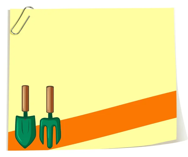 Papierschablone mit Gartengabel und Löffel — Stockvektor