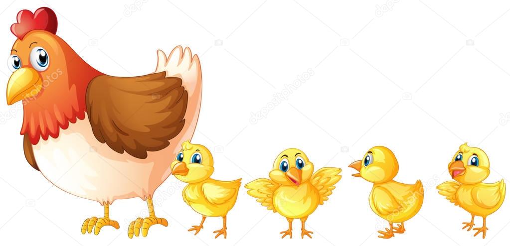 Download Mother hen and four chicks — Stock Vector © interactimages ...