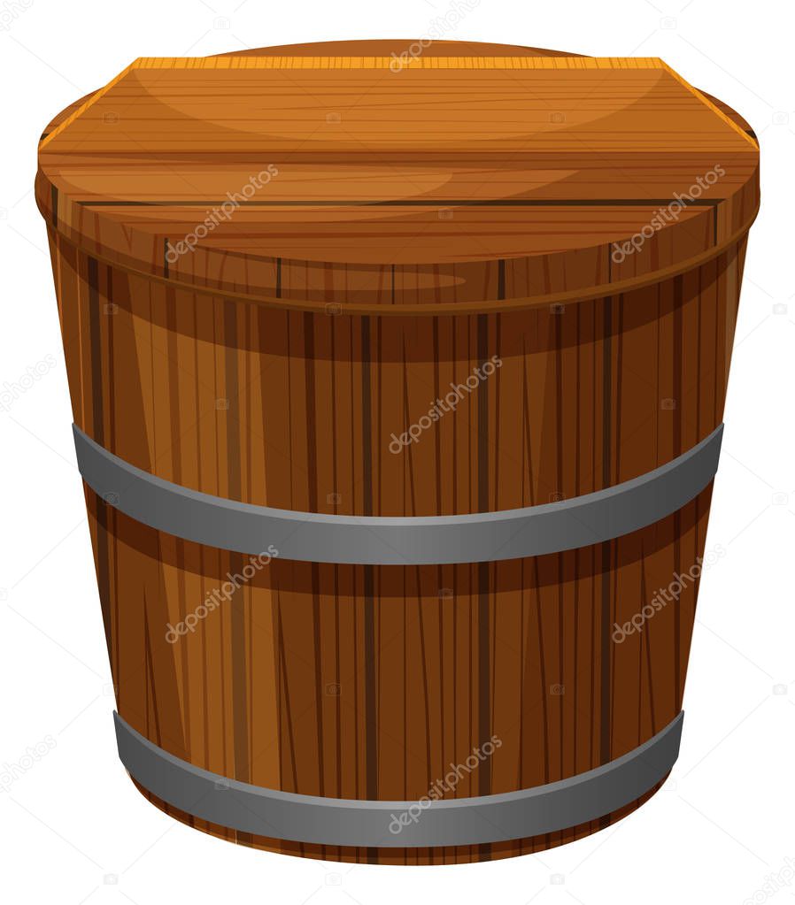 Wooden bucket with lid