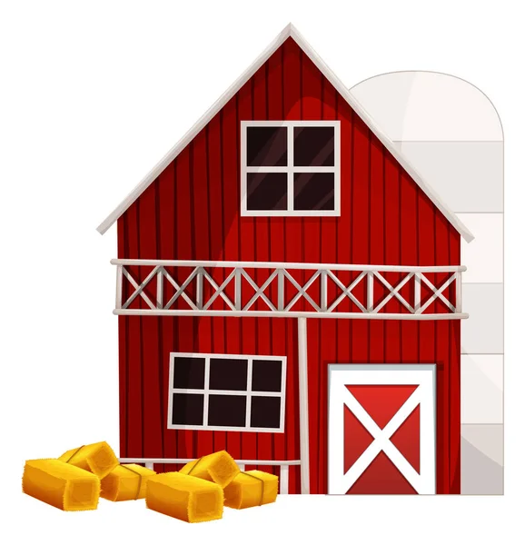 Czerwona stodoła i silos — Wektor stockowy
