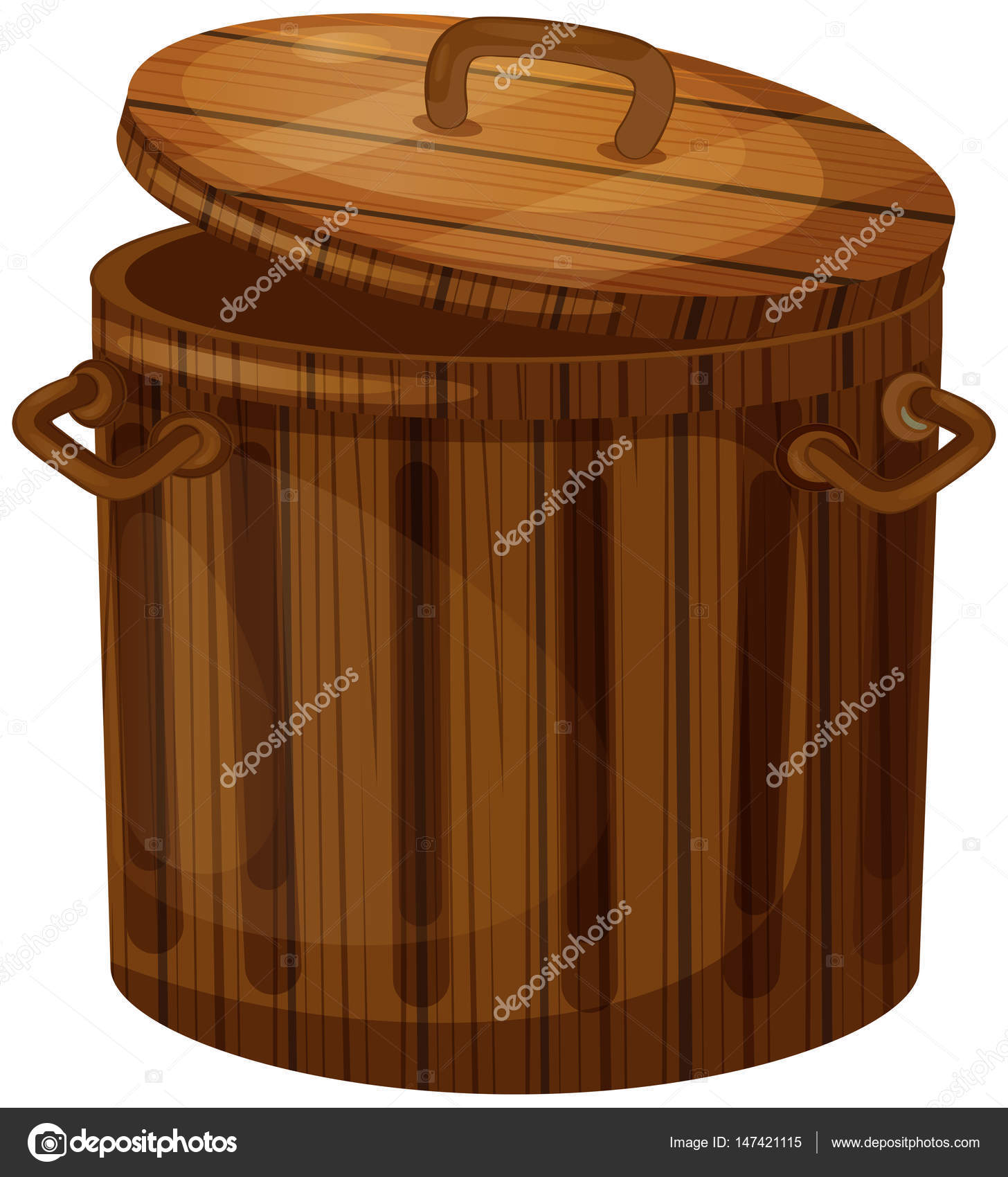 Wooden trashcan with lid — Stock Vector © interactimages