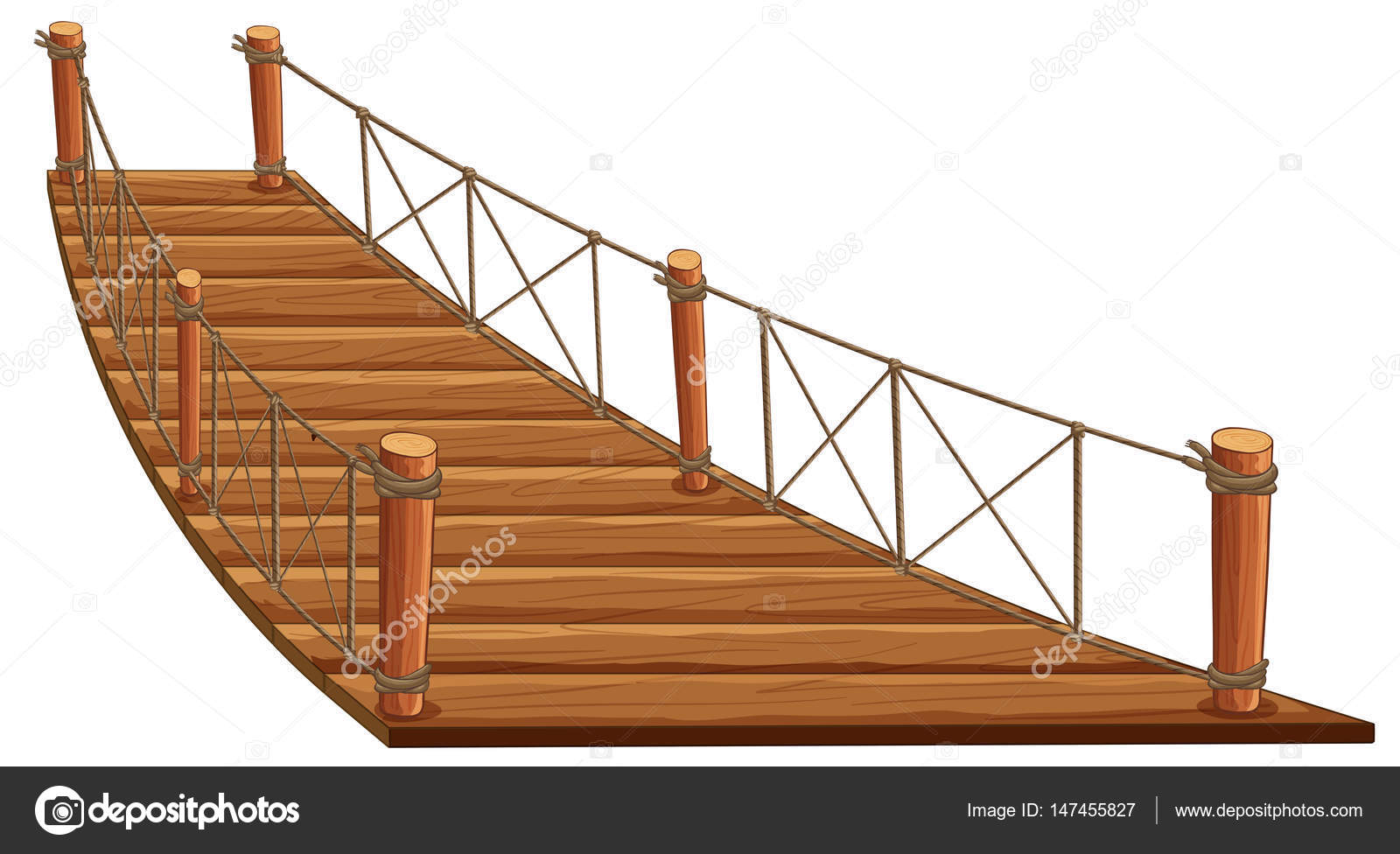 Wooden bridge with rope attached Stock Vector by ©interactimages 147455827