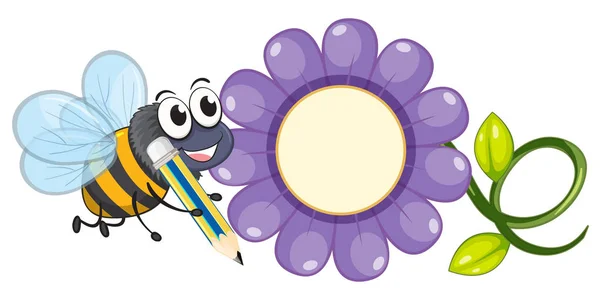 Biene und lila Blume — Stockvektor
