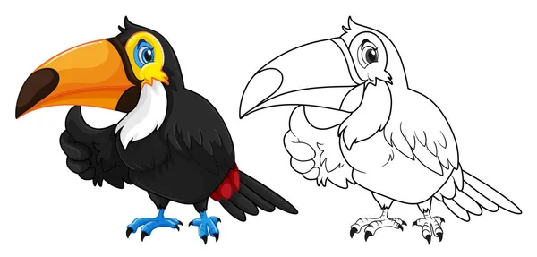 Doodle zwierząt za ptak Tukan — Wektor stockowy