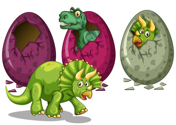Ovos e muitos dinossauros — Vetor de Stock