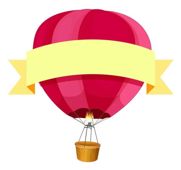 Rode hotair ballon en gele lint — Stockvector