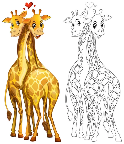 Doodle animal pour couple girafe — Image vectorielle