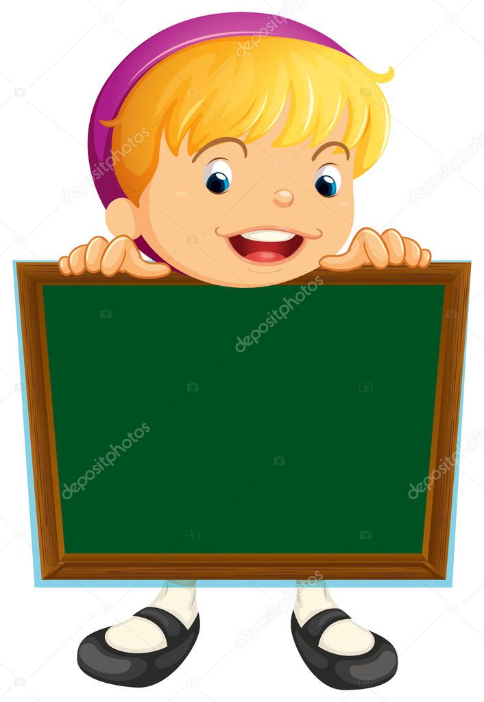 Board template with cute girl