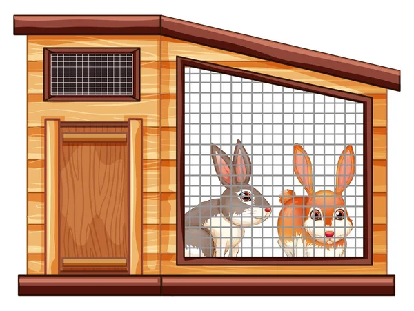 Två söta kaniner i coop — Stock vektor
