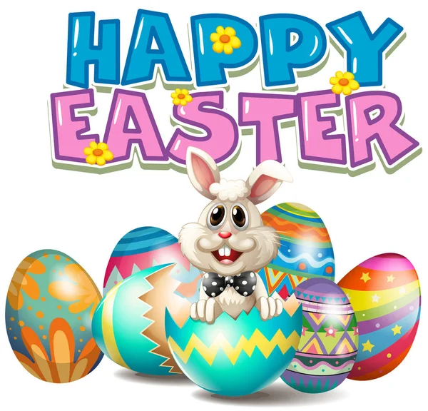复活节快乐与蛋的兔子 — 图库矢量图片