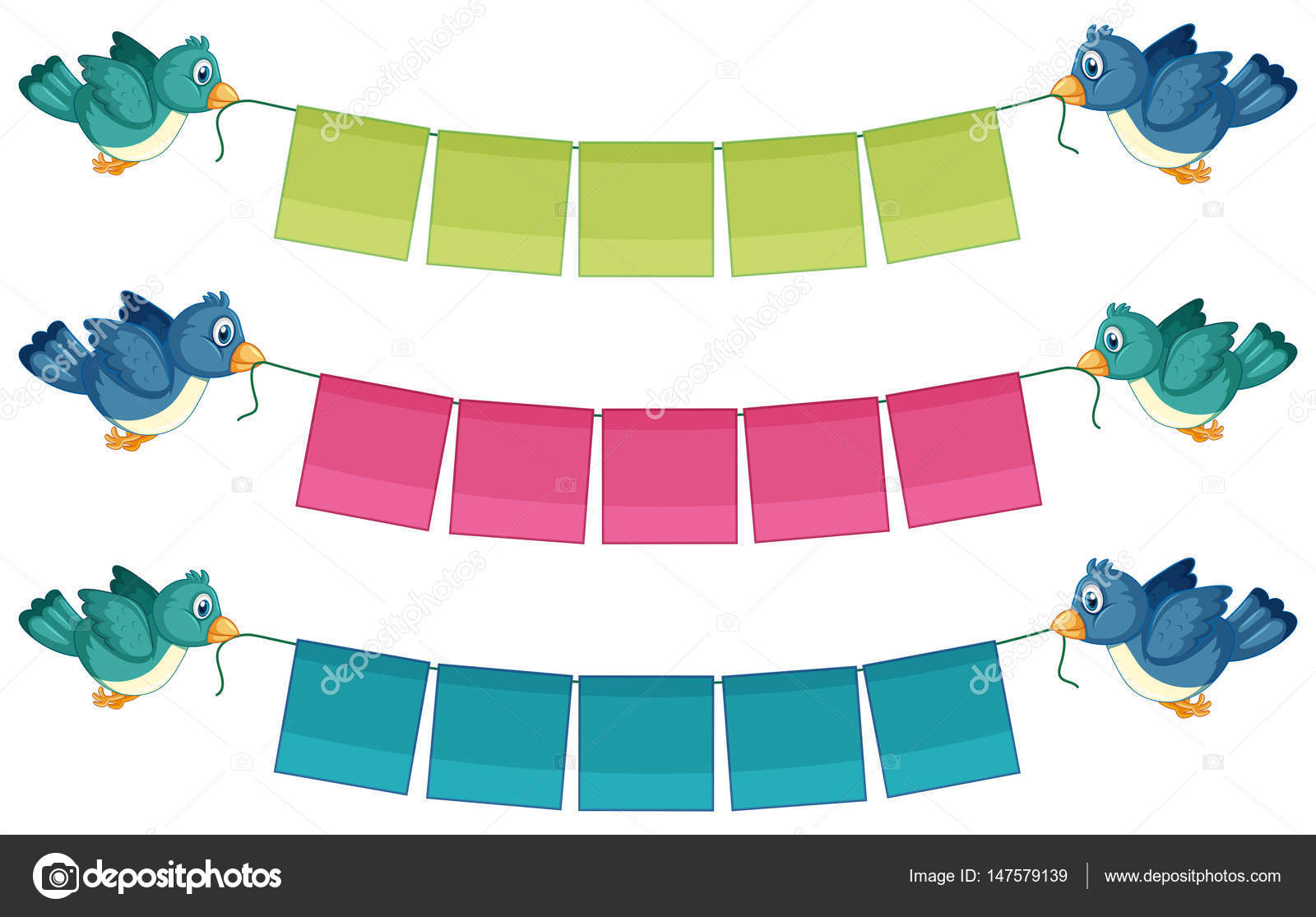 Zeichenvorlage mit blauen Vögeln — Stockvektor © interactimages #147579139