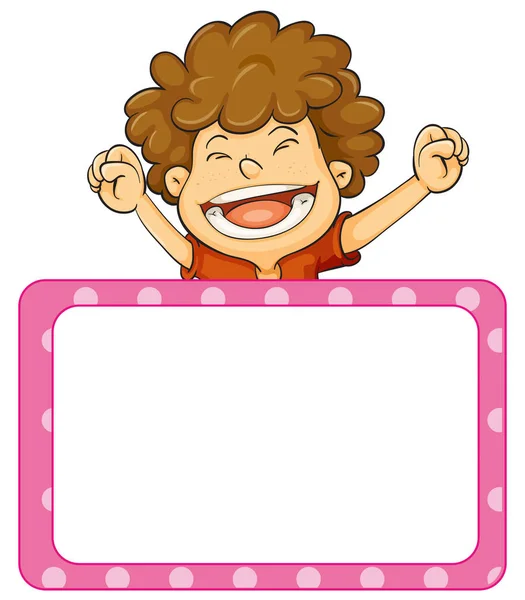 Board template with happy boy — Stock Vector