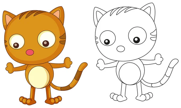 Şirin kedi için hayvan doodle anahat — Stok Vektör