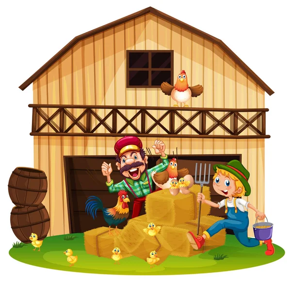 Farmers working on the farm — Stock Vector