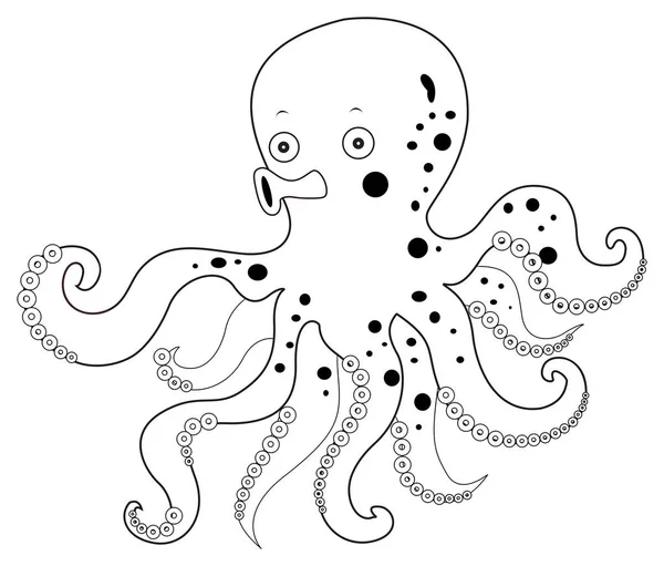 Doodle menggambar hewan untuk gurita - Stok Vektor
