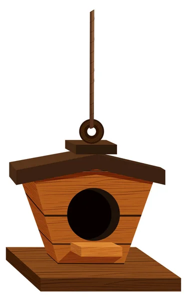 Casa de pájaros de madera colgando — Vector de stock