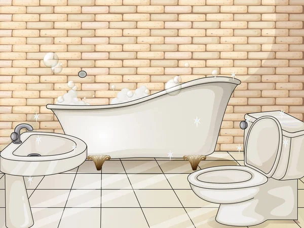 Salle de bain avec baignoire et WC — Image vectorielle