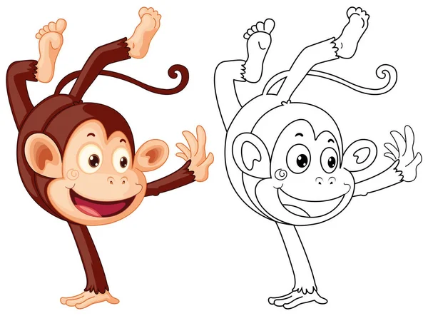 Doodles desenho animal para macaco lançando — Vetor de Stock