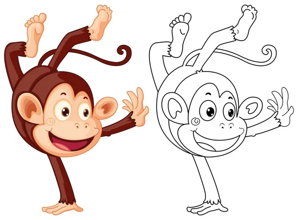 Doodles desenho animal para macaco lançando —  Vetores de Stock