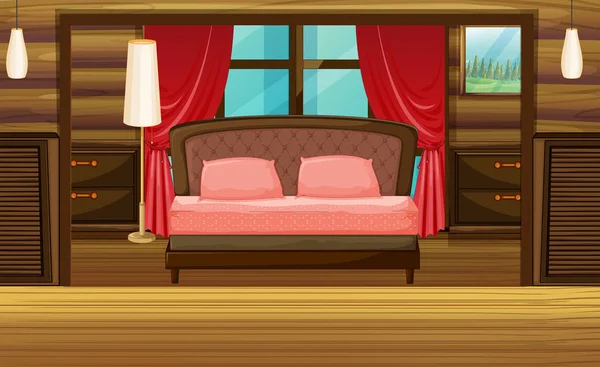 Спальня в дерев'яному будинку — стоковий вектор