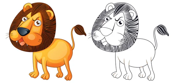 野生のライオンのための動物を起草の落書き — ストックベクタ