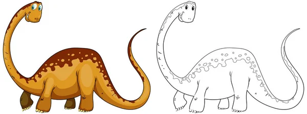 Doodles animal de dibujo para dinosaurios de cuello largo — Vector de stock